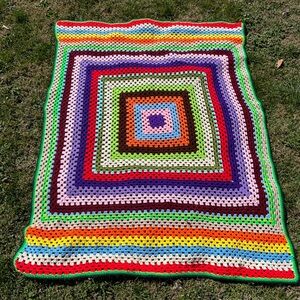 vintage colorful crochet afghan